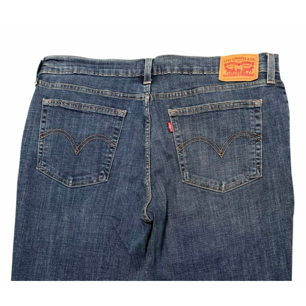 Levis Boyfriend Jeans Blue Denim Pants Midrise Stretch Straight Leg Womens 32 - Picture 6 of 13
